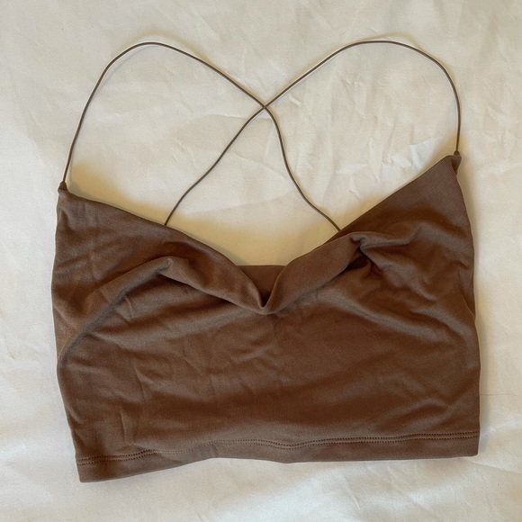 White Fox Boutique Crash The Party Crop Mocha - Small - Picture 5 of 9